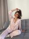 Женская пижама Атласная с брюками и рубашкой Glamour Бело Розовая L Glamour-1001 фото 1
